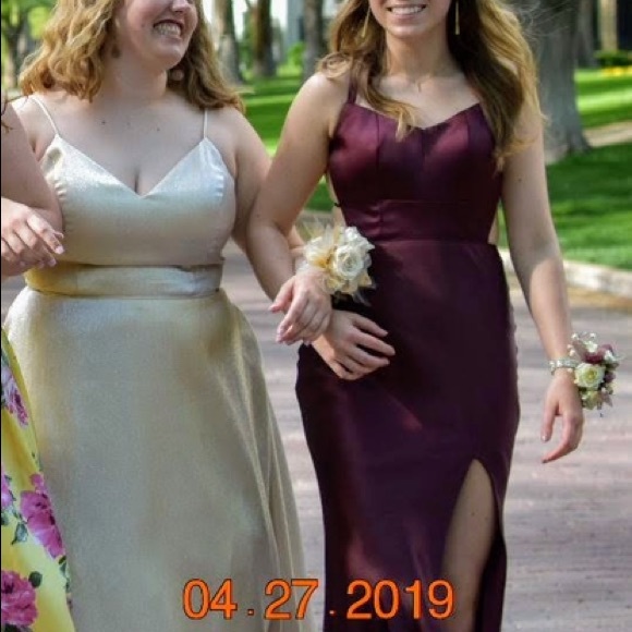 Abbi Vonn by La Femme Strappy back dress in wine—free shipping! - Picture 5 of 6